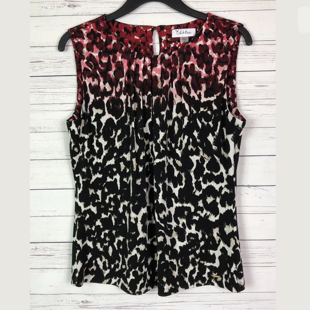 Calvin Klein Blouse Sleeveless Pleated Front M